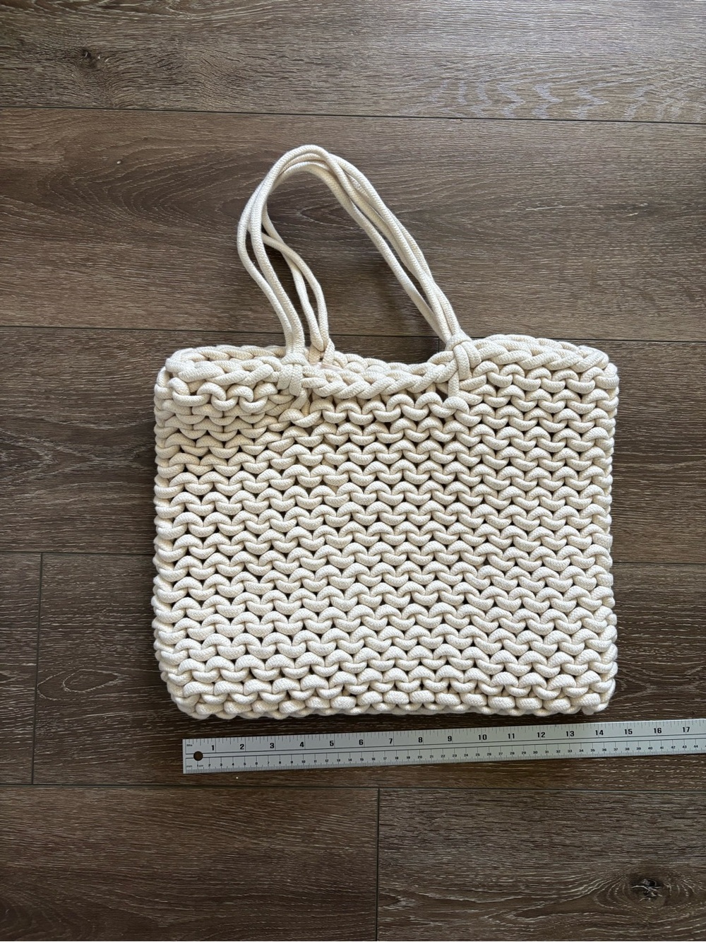 Cream Woven Knit Tote Bag
